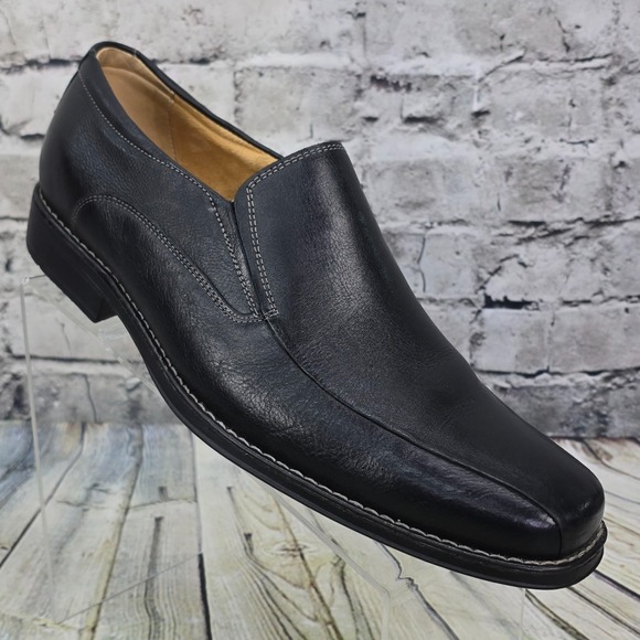 Sandro Moscoloni Men's 10.5 D Loafers Black Leather Slip-On Dress Shoes Brazil